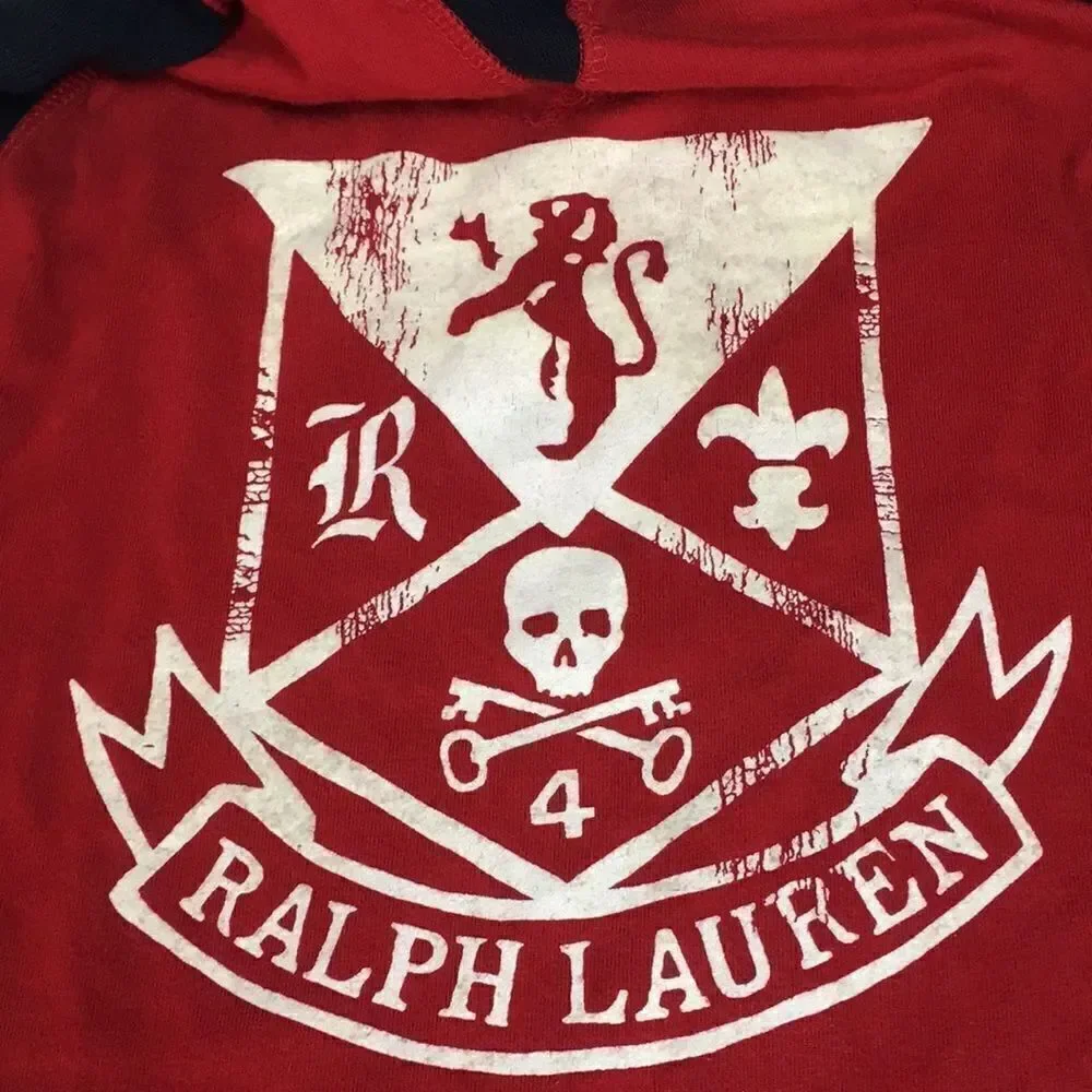Polo by Ralph Lauren Boys Red and Blue Long Sleeve Hoodie Shirt Size XL (14-16)